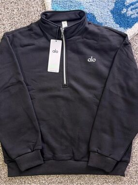 ALO Yoga Men's Black Half-Zip Pullover Sweatshirt